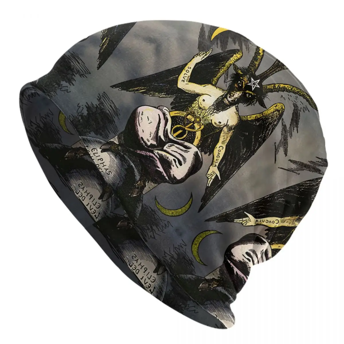 Custom Satanic Baphomet Meaning Guide Skullies Beanies Caps For Men Women Streetwear Winter Warm Knitted Hat Adult Bonnet Hats