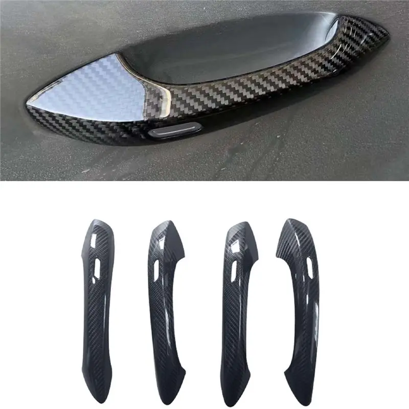 Trim Set Exterior Door Handle Cover In Carbon Fiber 4Pcs/Lot For Panamera 971 2018-2022 Rear Door Handle Cover