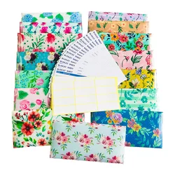 Pack of 15 PVC Budget Cash Plastic Envelopes Floral Fresh Plastic Snap Wrap Envelopes