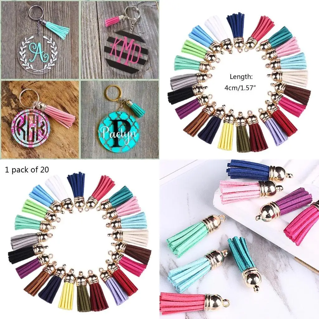 

A52E Keychain Pendants Tassels for Jewelry Making Multi Colors Suede Tassels Charms