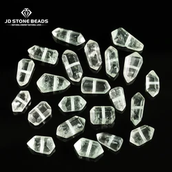 1 Pc Natural Stone Green Quartz Double Pointed Hexagonal Shape Beads for Jewelry Making DIY Necklace Bracelet Accessory Finding