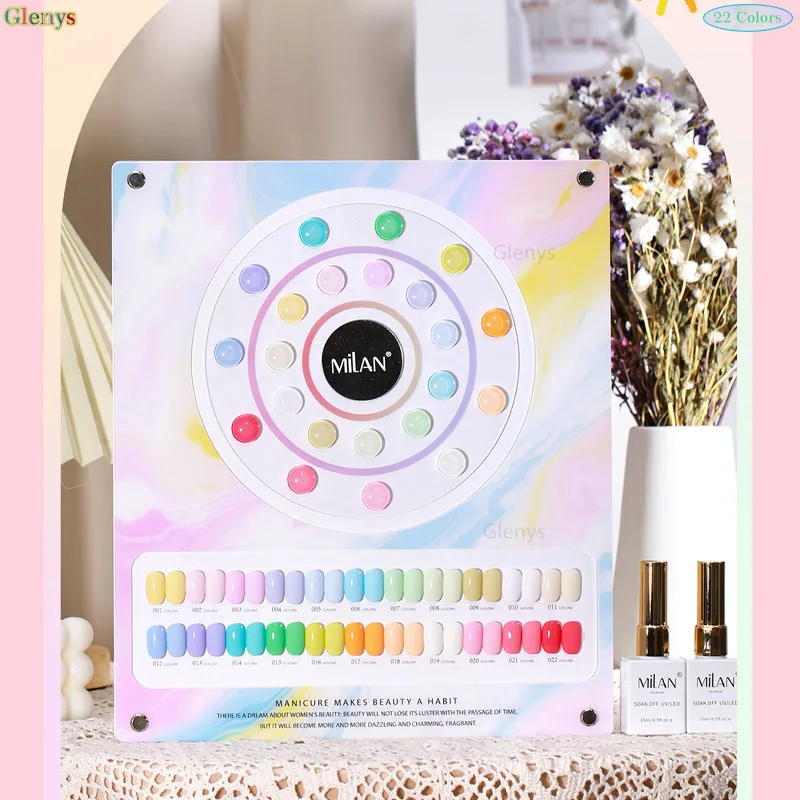 Glenys 22 color Macaron candy color nail polish glue new color card semi permanent immersion gel UV LED nail art varnish set