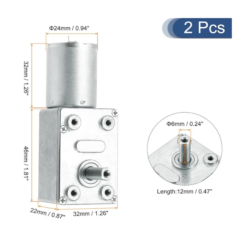 2 pces jgy370 dc 6v 12v 24v reversível worm geared motor redutor 6mm d forma eixo alto torque caixa de engrenagens motor redução