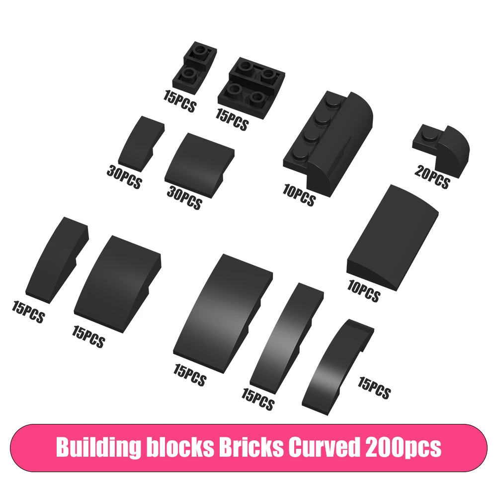 

205pcs building block toy Bricks Curved, 11477MOC15068DIY6091/6081/93273/24201/32803, puzzle assembly toy creative assembly