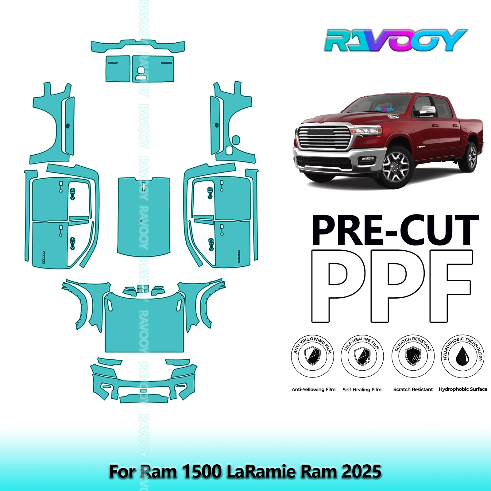 

8.5Mil Precut PPF Paint Protection Film Full Vehicle Clear Bra For Ram 1500 LaRamie Ram 2025