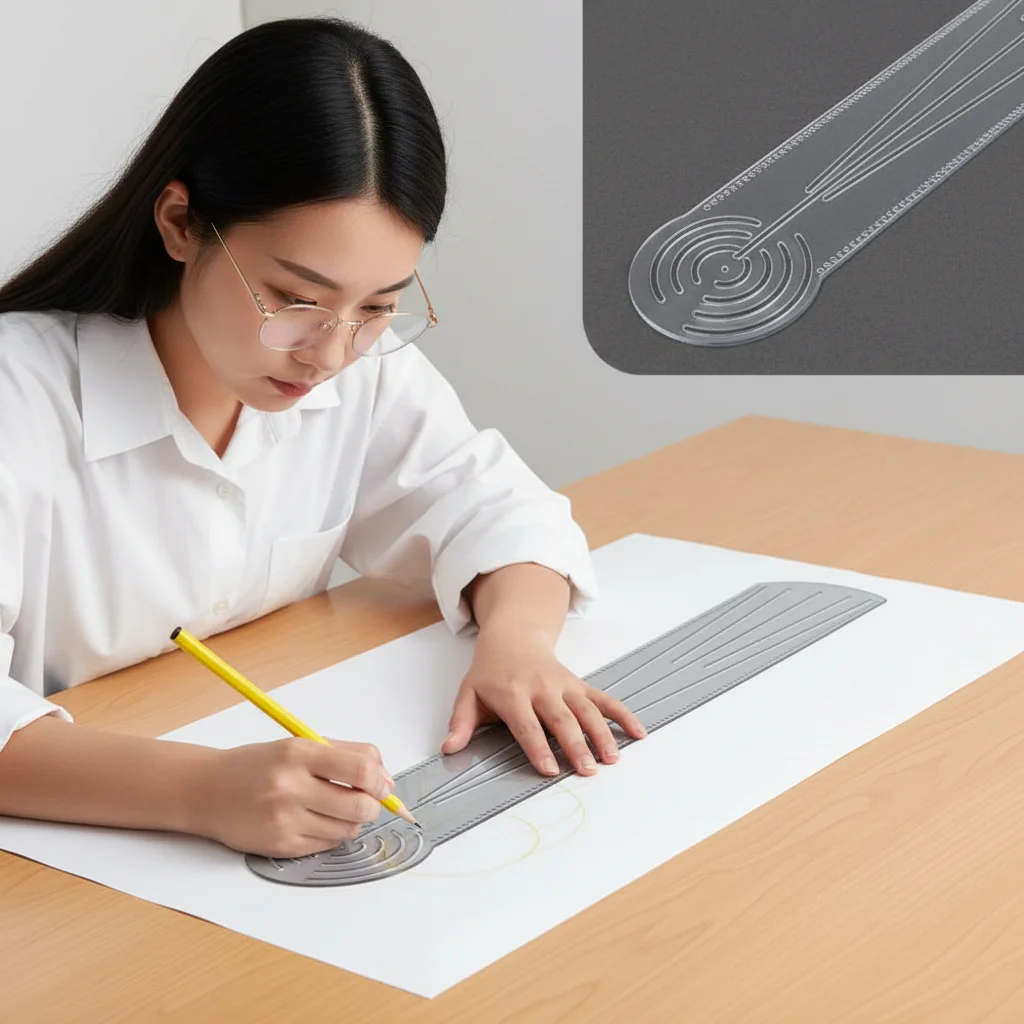 Multifunctional Mandala Drawing Template Acrylic Reusable Drawing Ruler Transparent Circular Arc Straight Line Drawing Tool