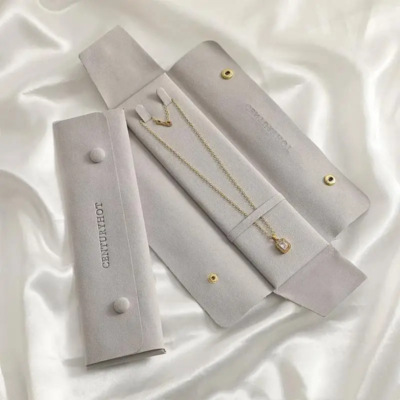 Portable Microfiber Fabric Jewelry Pouch Built-In Clip Pendant Package Soft Anti-Tarnish Storage Bag Jewelry