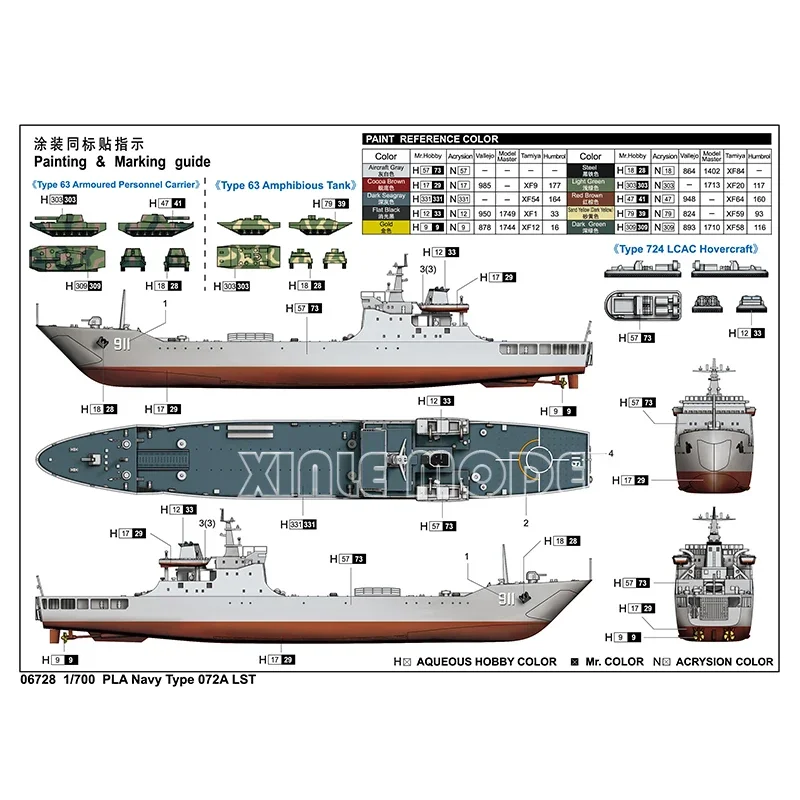 Trumpeter 06728 Plastic Assembled Ship Model Kit Chinese Navy Type 072A Tank Landing Ship 1/700