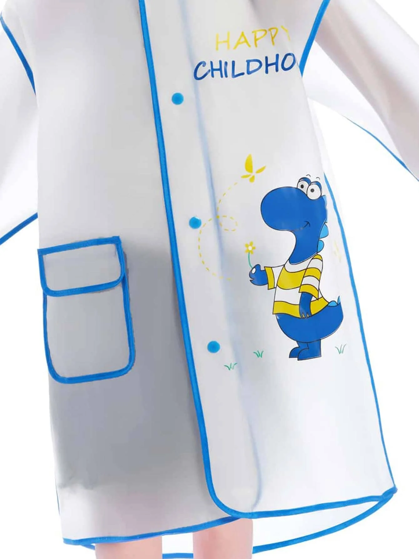 Children\'s raincoat Boys and girls primary school baby kindergarten school bag rain poncho cartoon raincoat blue dinosaur style