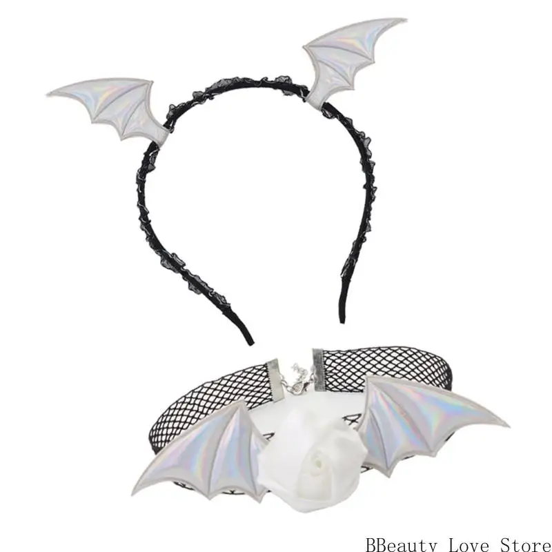 أزياء هالوين الشيطان مجموعة الشياطين ملحقات الأزياء الشيطان الخفافيش قلادة الرأس