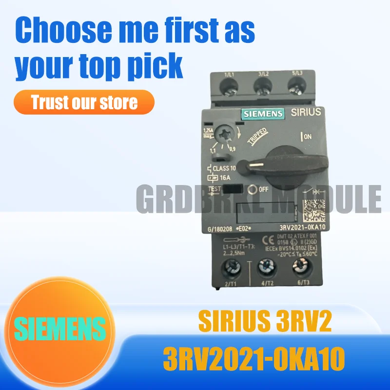 Brand New Original SIMIENS 3RV2021-0KA10 Motor Protection Circuit Breaker 0.9-1.25A