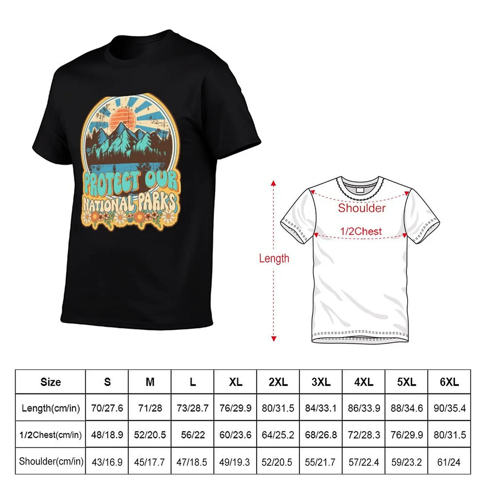 Protect our national parks retro climate call to action groovy hippie T-Shirt sublime funny costumes black t-shirts for men