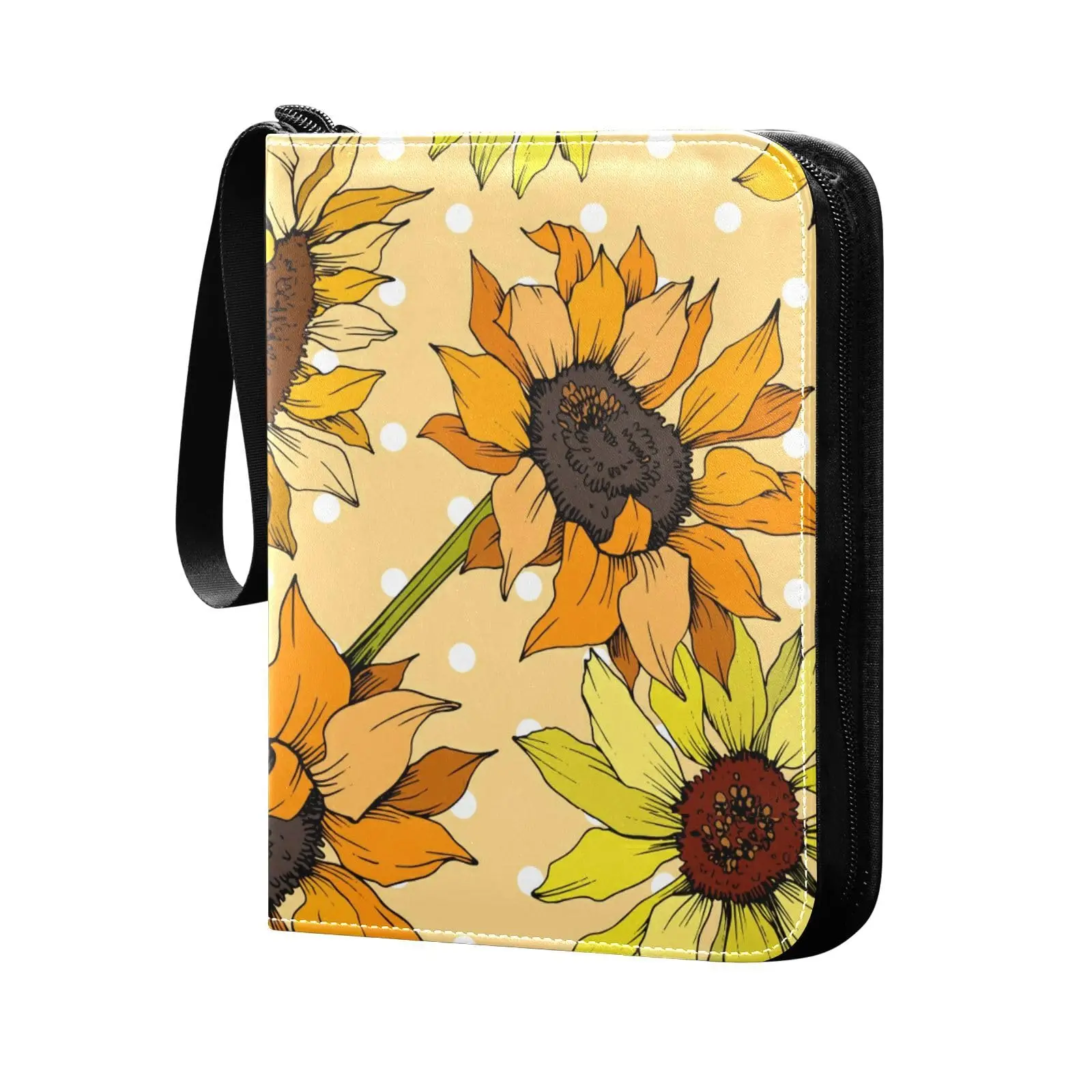 Wild Flower Sunflower 4 Pocket Card Binder, 400 Double Sided Pocket Album for Sport Game Cards, Unique Card Collection Storage