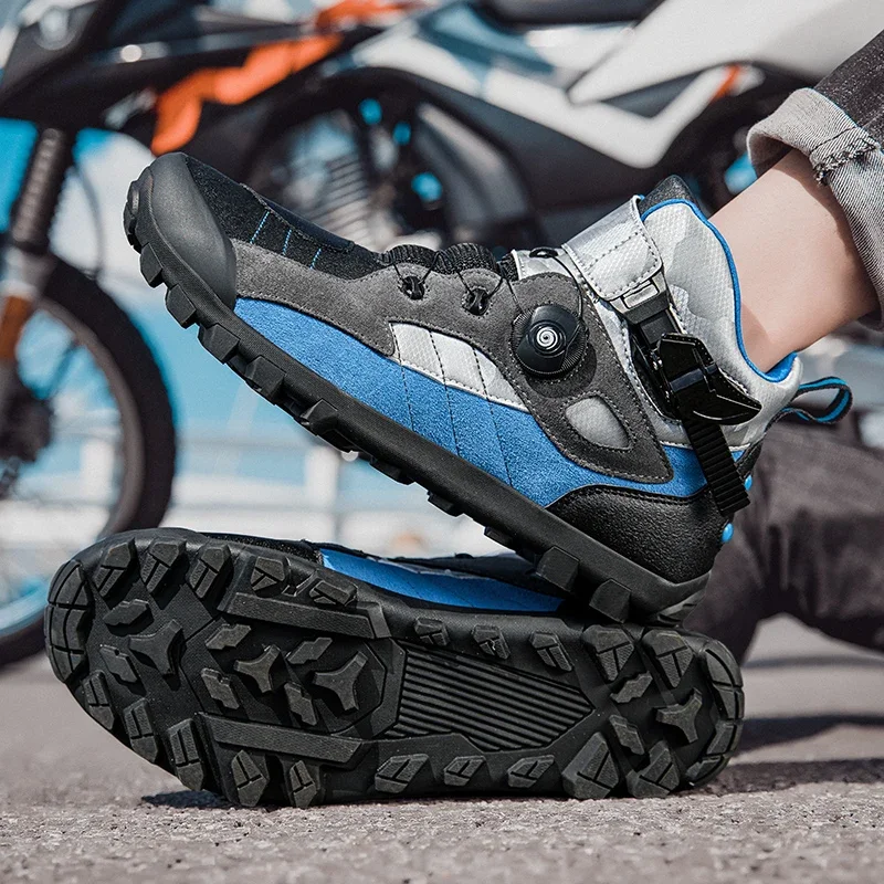 Men\'s Motorcycle Ankle Boots Motocross Racing Shoes Women Breathable Mesh Biker Boots Anti-slip Shoes Leather Motorcyclist Boots