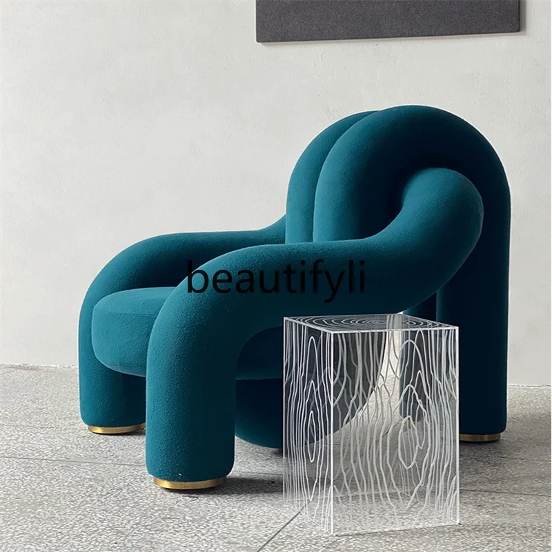 

New fiberglass single chair art minimalist light luxury special-shaped chair water pipe chair