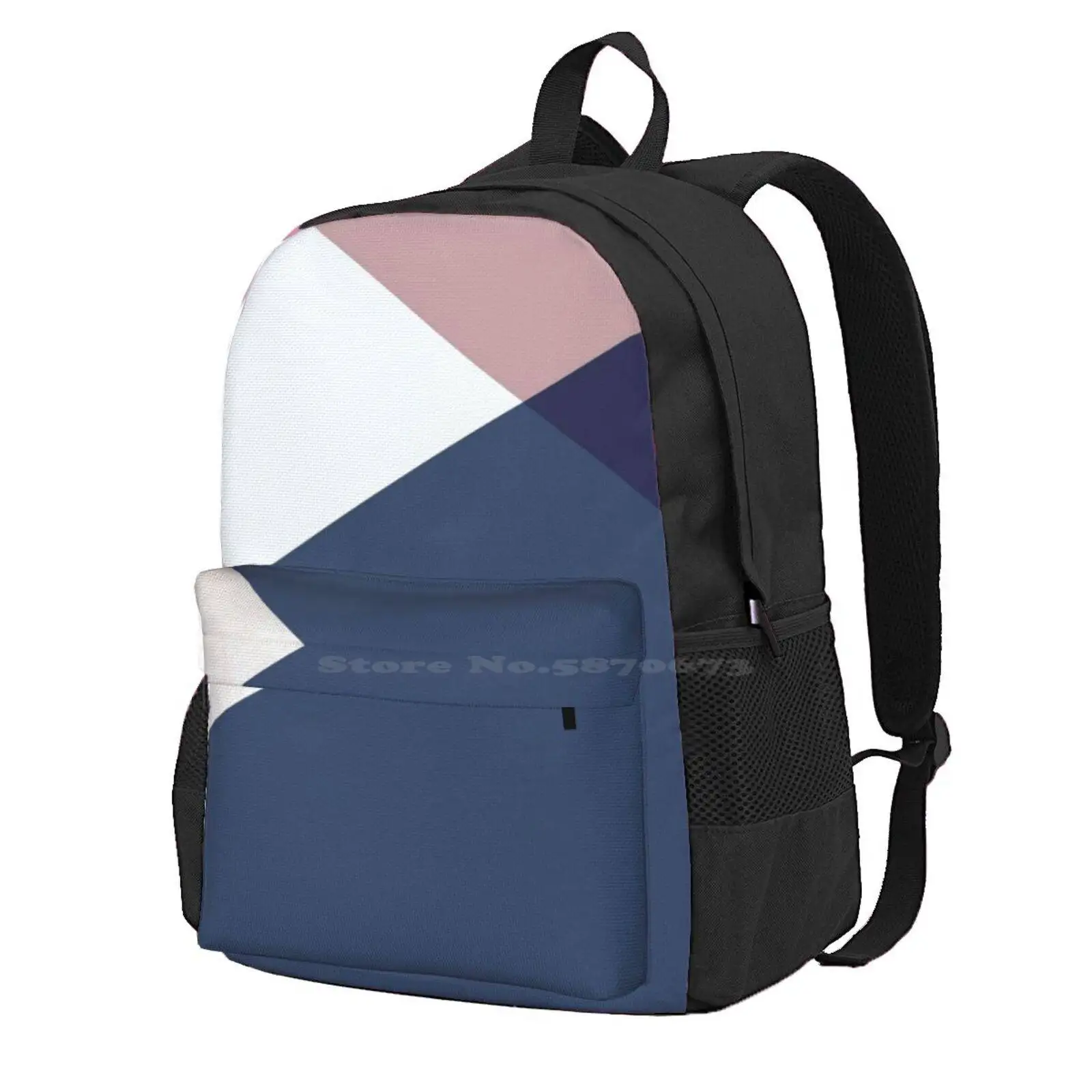 Geometrics - Blush Indigo Rose Gold Hot Sale Schoolbag Backpack Fashion Bags Isometric Pattern Shapes Triangle Modern Urban