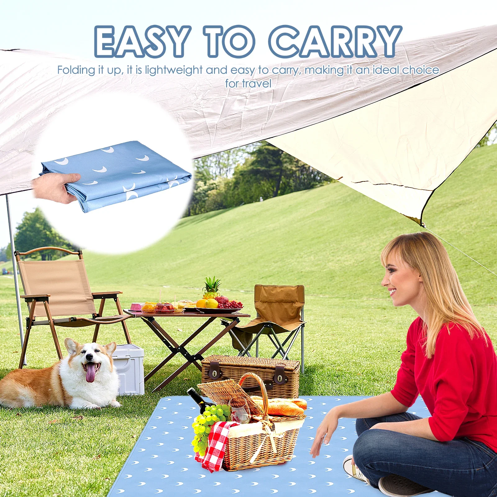 Estera de juego para bebé, 51 pulgadas, impermeable, silla alta para bebé, estera contra salpicaduras, estera antideslizante para interiores, estera para gatear para bebé, almohadilla de Picnic portátil multiusos