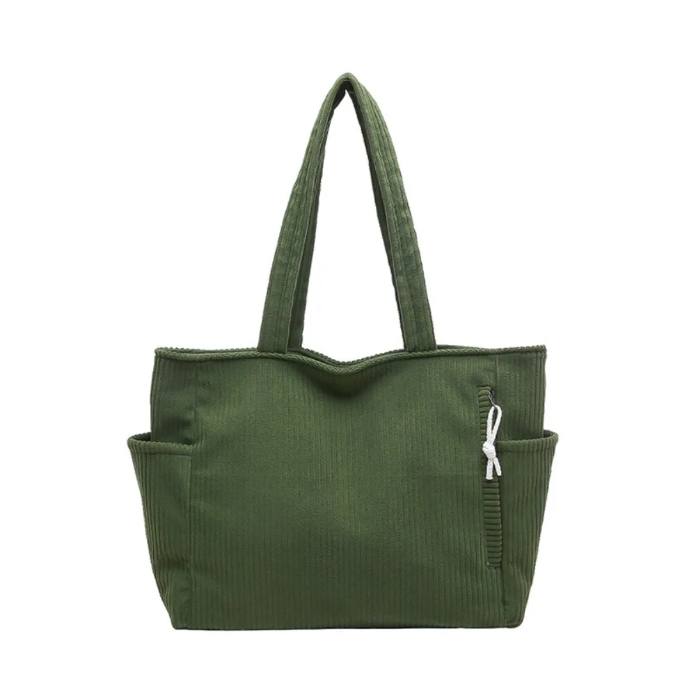 

Large Capacity Casual Corduroy Handbag Shoulder Strap Solid Color Leisure Shoulder Bag with Zipper Closure Fashion