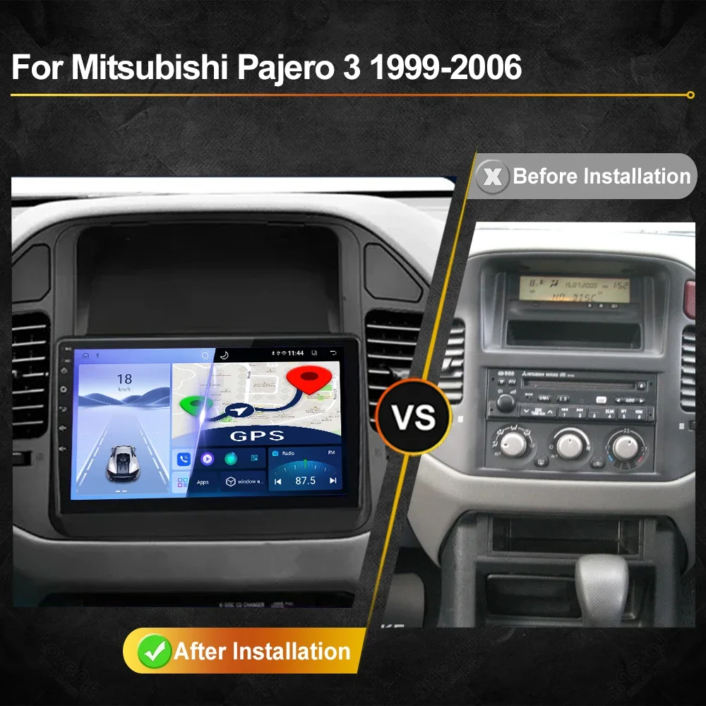 For Mitsubishi Pajero 3 V70 V60 1999 - 2006 Car Radio Android Automotive Multimidia Player GPS Navigaion Carplay Auto Stereo