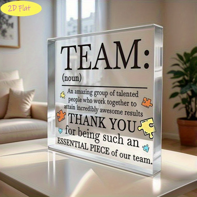 Acrylic Office Desk Decor - Modern Team Definition Sign for Home Workplace Gift