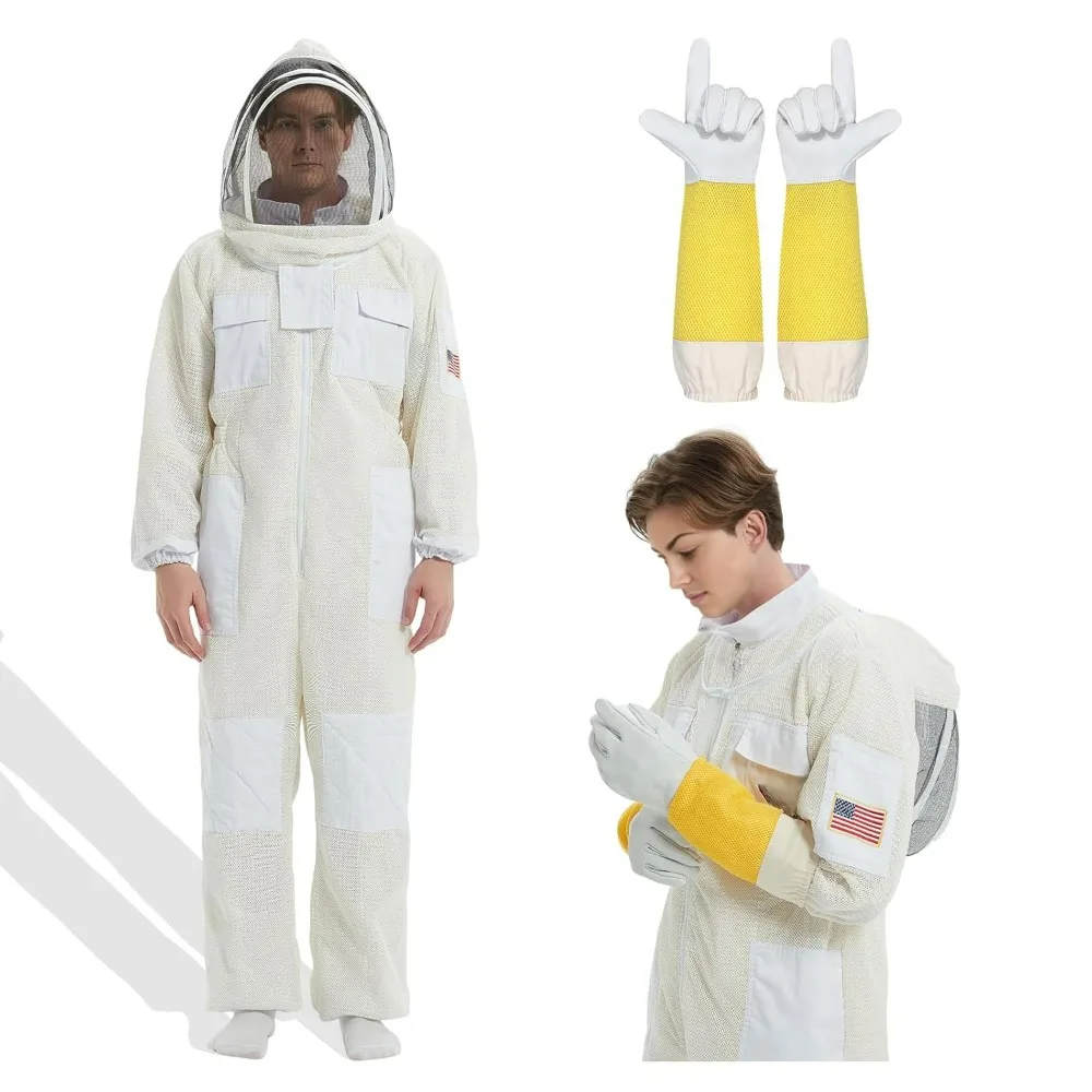 Bee Suits for Sting Proof  Apiarist Ultra Ventilated Bee Protective Gear 3Layer Beekeepers Suit with Beekeeping Supplies