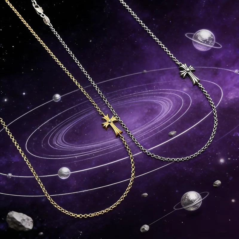 

925 Silver Vintage Collarbone Chain Gold Necklace for Men and Women, Classic and Popular Style, Pure Desire Style