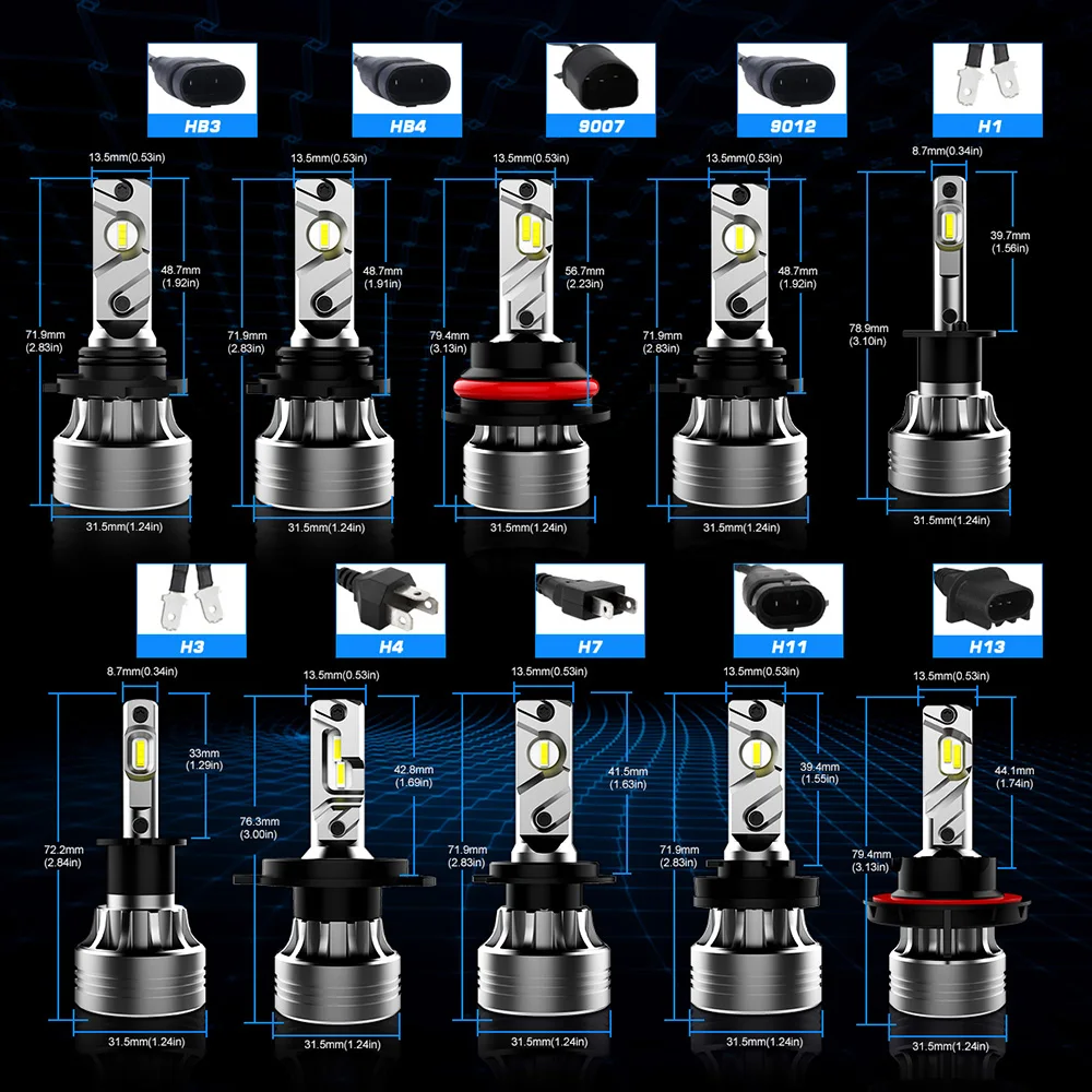 مصباح أمامي LED من novilo H4 للسيارة H7 LED H1 H3 H11 9005 9006 9007 9008 6500K 18000LM 90 واط 12 فولت مصابيح LED أمامية للسيارات مصابيح الضباب