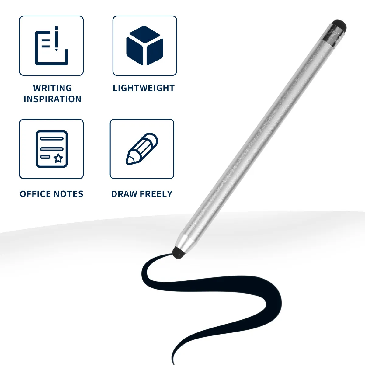 2Pcs Lightweight Portable Stylus Pen for Phones Tablets Capacitive Touch Screen Pens Double Head Design Great Gift for Students