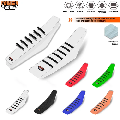 Powerzone-funda de asiento Universal para motocicleta, suave, impermeable, antideslizante, acanalada, para SXF EXC KXF CRF YZF WR TC TE