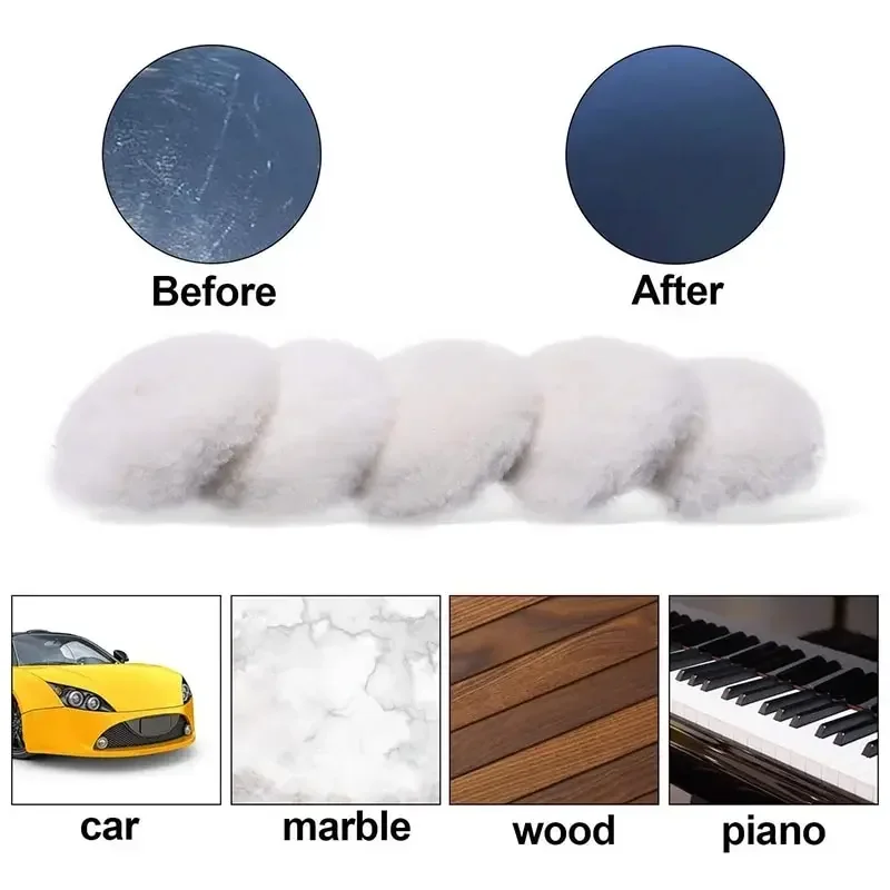 

5 шт., набор шерстяных полировальных подушечек, композитный режущий и полировальный круг для автомобильной полировальной машины