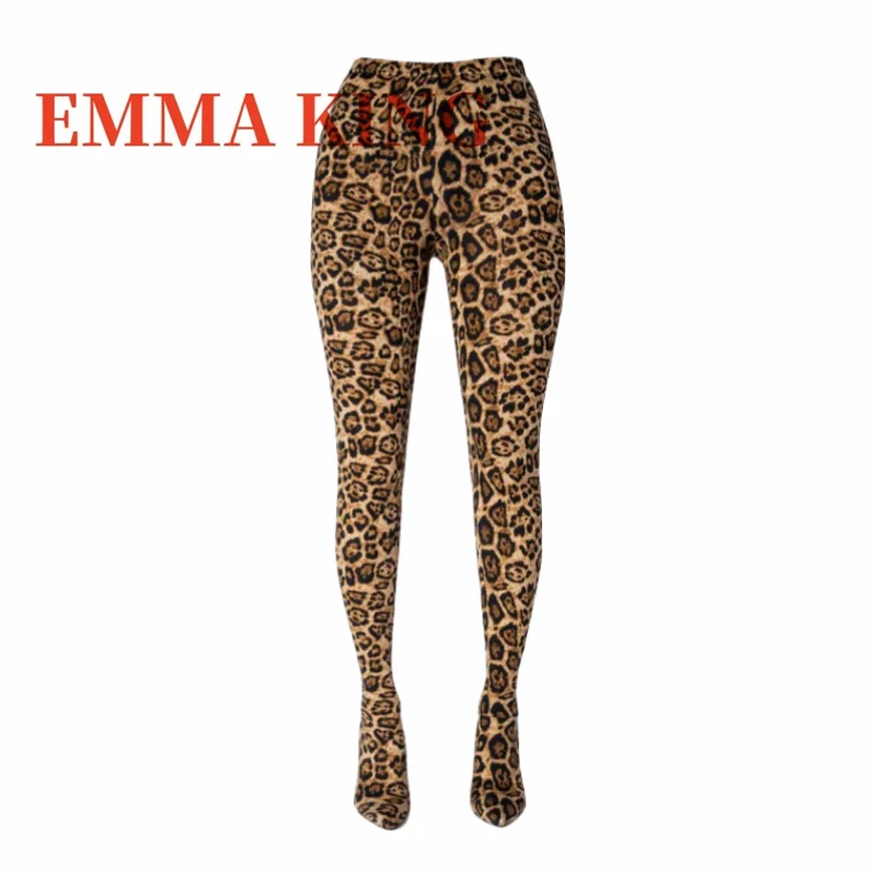 Leopard Stilettos Pants Boots Stylish Slip On Legging Boots Sexy Pointed Toe Slim Fit Stretch Boot Fashion Cloth High Heels Shoe