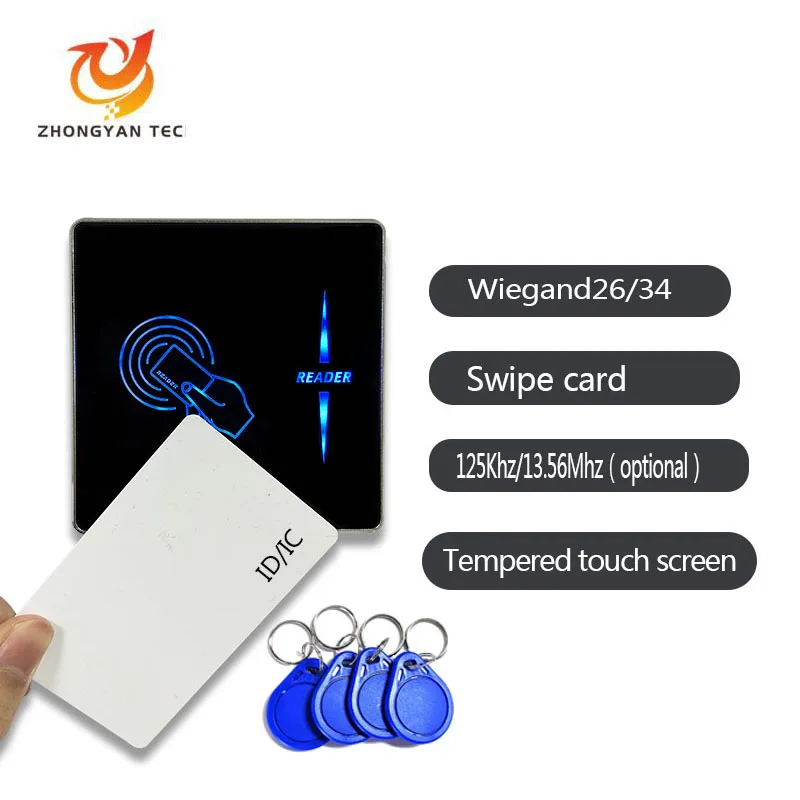 

Office Security 125Khz ID RFID Contactless Wiegand 26 output RS232 RS485 UART 13.56Mhz Access Control System Card Reader