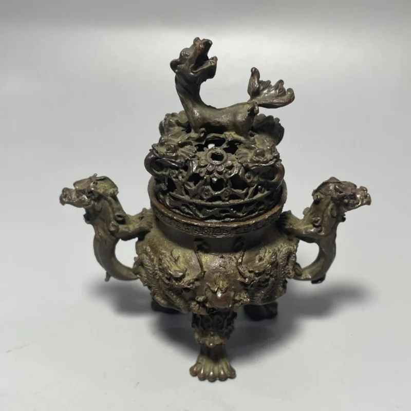 Antique nine-headed dragon , copper , aromatherapy , disc incense burner, home decoration, tea