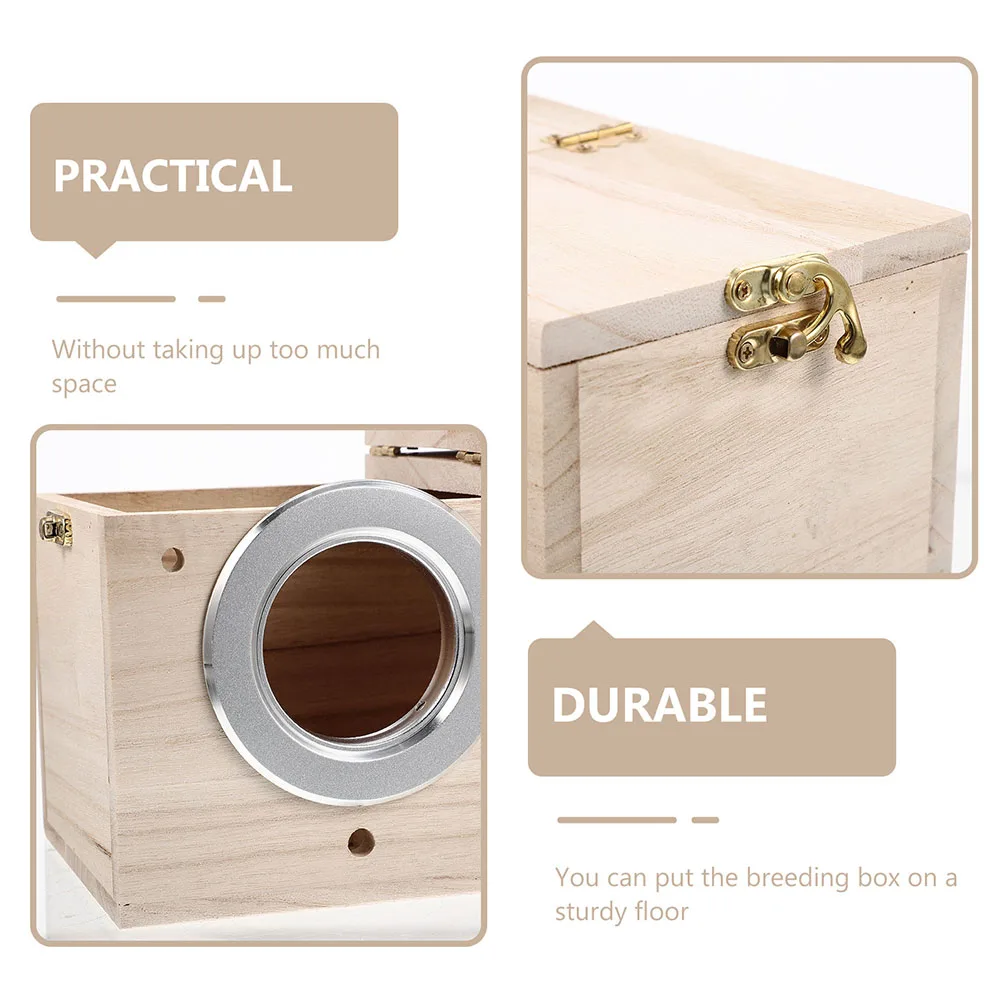 

Wooden Bird House 13x13x24.5cm Natural Wood Small Parrot Nest Box for Garden Home Decor Pet Supplies Bird Cage