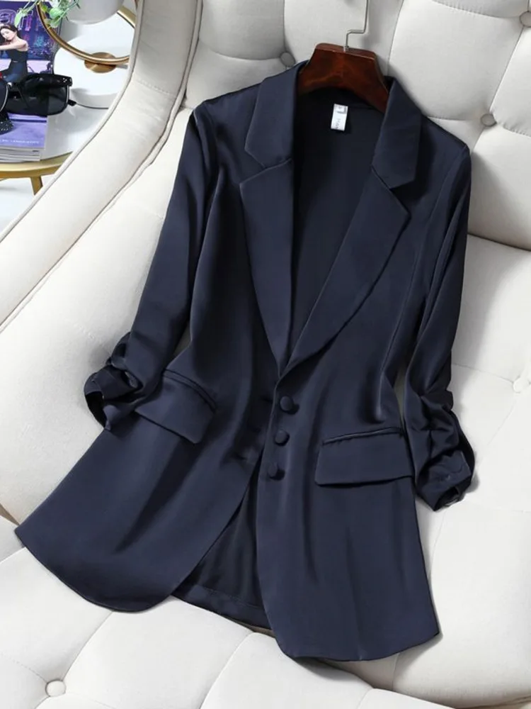 Fashion Women Casual Clothes Long Sleeve Lapel Solid Color Single Breasted Office Lady Temperament Chic Coat Tops New