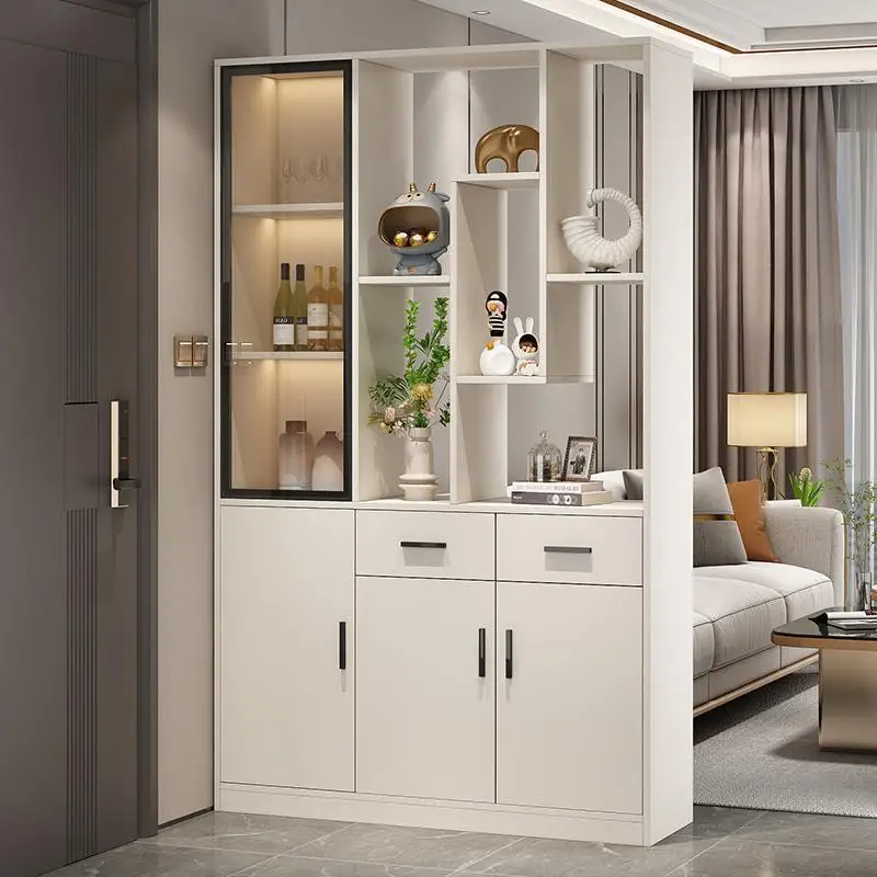 

Light luxury solid wood entrance shoe cabinet integrated guest restaurant wine cabinet partition cabinet