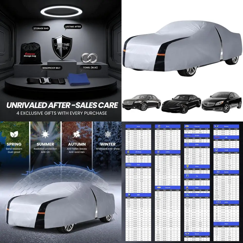 

All-Weather Waterproof Car Cover, 10-Layer Protection for Lincoln Continental, Porsche Taycan, Buick Regal, C5 (Refer to Size Ch