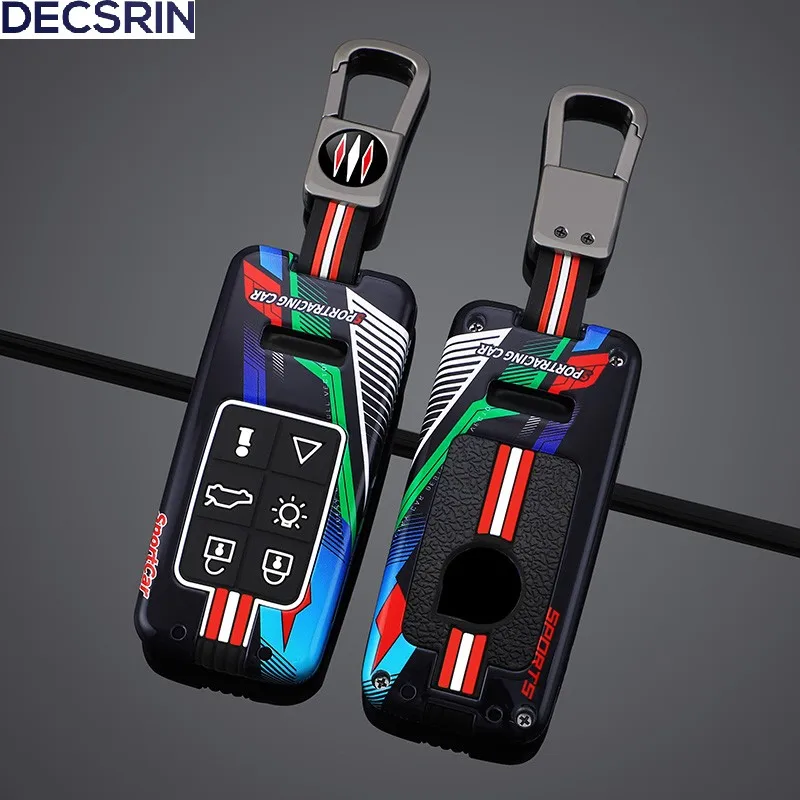 6 Tasten Zinklegierung + Silikon Auto-Fernbedienung Schlüsselhülle Schutzhalter Shell Schlüsselanhänger für Volvo XC60 V60 S60 S80 XC70 V40