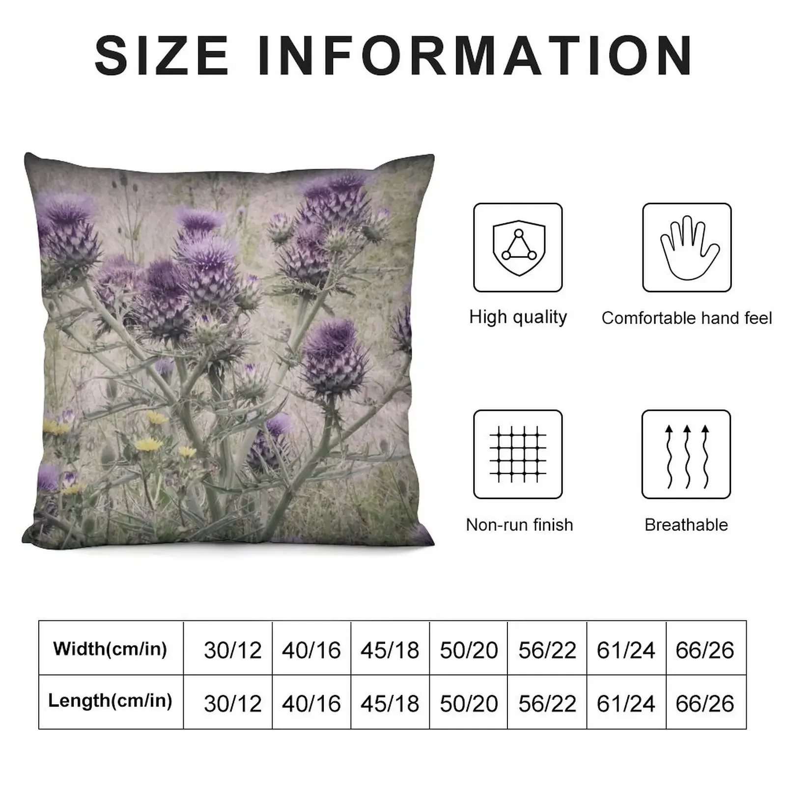 Purple Thistle Flowers with yellow daisies. Throw Pillow Sofa Cushions Cover Pillow Cases Christmas Pillowcase pillow