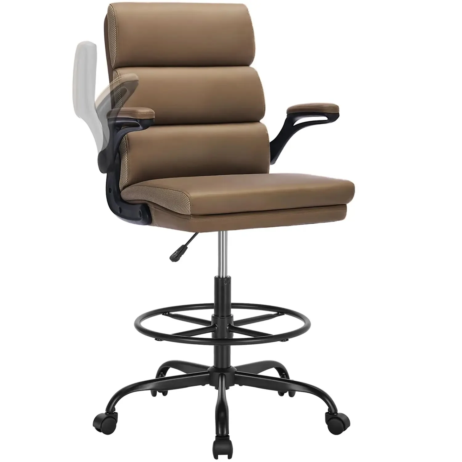 Drafting Chair, Tall Office Chair with Footrest for Standing Desk | 3-zone backrest and dual-layer cushion add comfort