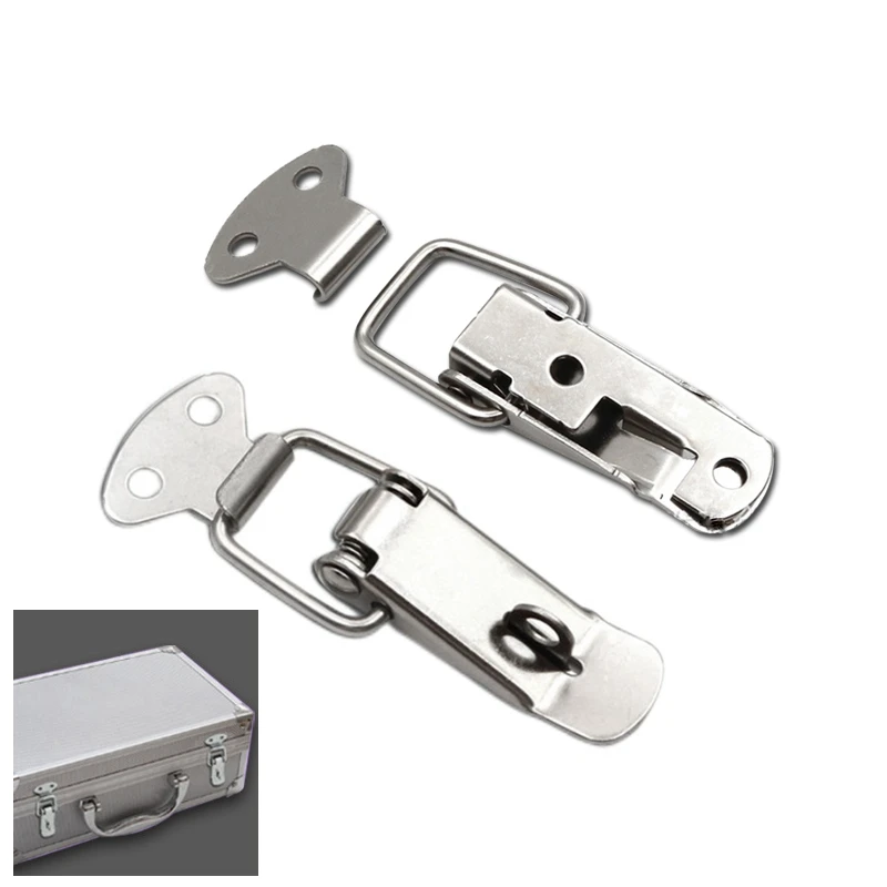 Toggle Hasp Latch Stainless Steel Iron Flat Beak Drawer Latch Lock Box Wooden Case Fixed Clasp Thickened Buckle Lock 106