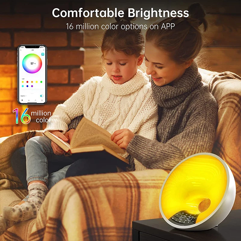 WiFi Smart Sunrise Wecker Weck licht RGB App Steuerung Sonnenlicht Simulation Nachtlicht Schlaf hilfe mit Lautsprecher weißes Rauschen