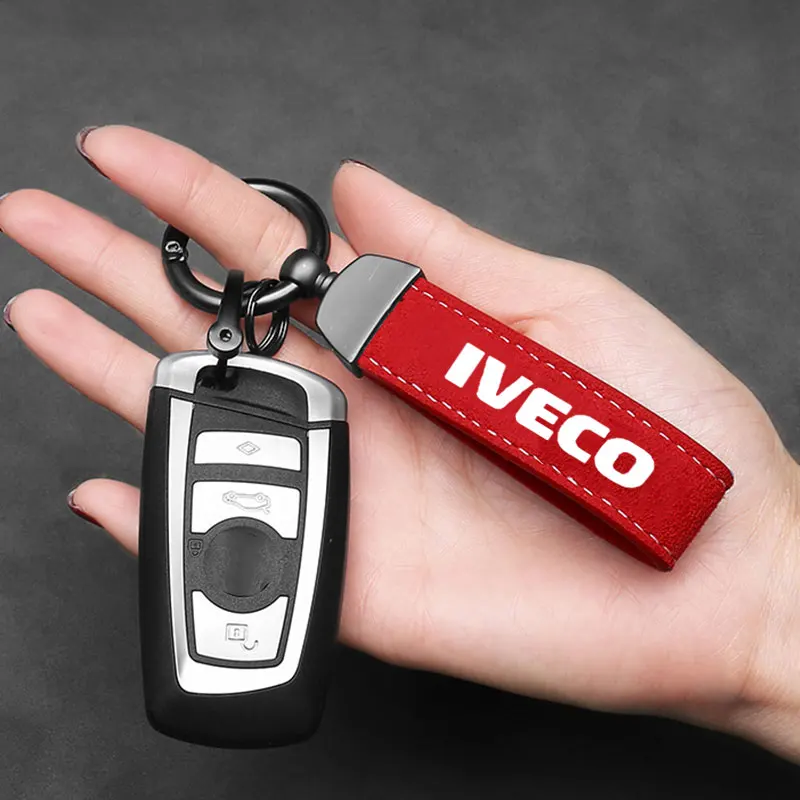 Car PU Leather Horseshoe Buckle Keychain Business Gift Men Women Waist Keyrings For Iveco Daily IV V VI Van EcoDaily Accessories