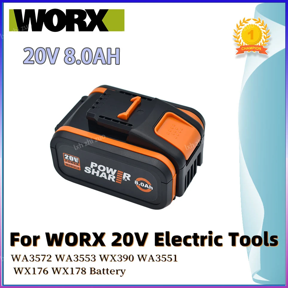 100% Original Worx WA3553 20V 8.0ah Battery Cordless Power Tool Spare Batteriies WA3572 WA3553 WX390 WA3551 WX176 WX178 Battery