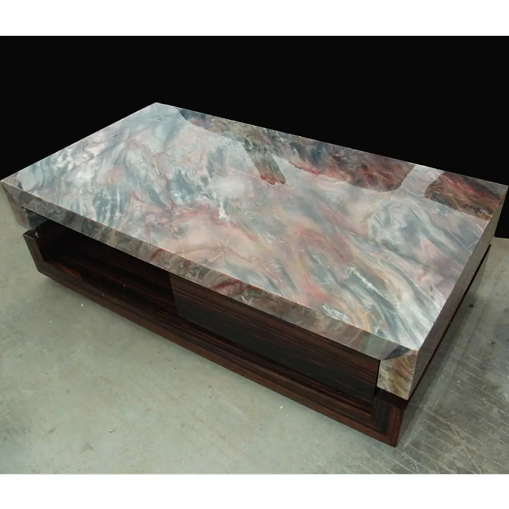 White Marble Top Modern Wood Coffee Table Home Furniture Tea Table With Drawer