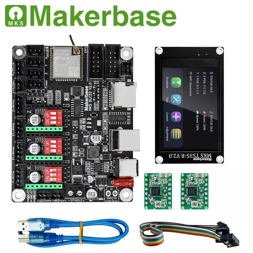 Makerbase MKS DLC32 Grbl-Controller funktioniert für Laser und CNC mit ESP32 WIFI und TS35/24 Touchscreen für Lasergravurmaschine
