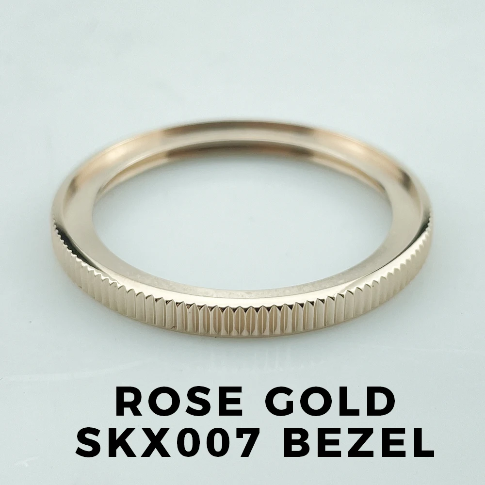 Rose Gold Watch Case Steel Ring Fit Seiko SKX007 SKX009 SKX011 SKX171 SKX173 SRPD Style Bezel Polished Finish Coin Edge