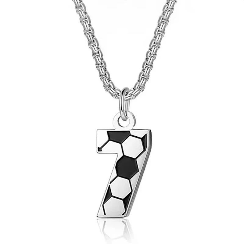 0~29 304L Stainless Steel Soccer Number Necklace Men Women Football Athletes Necklace for Men Jewelry Soccer Accessories