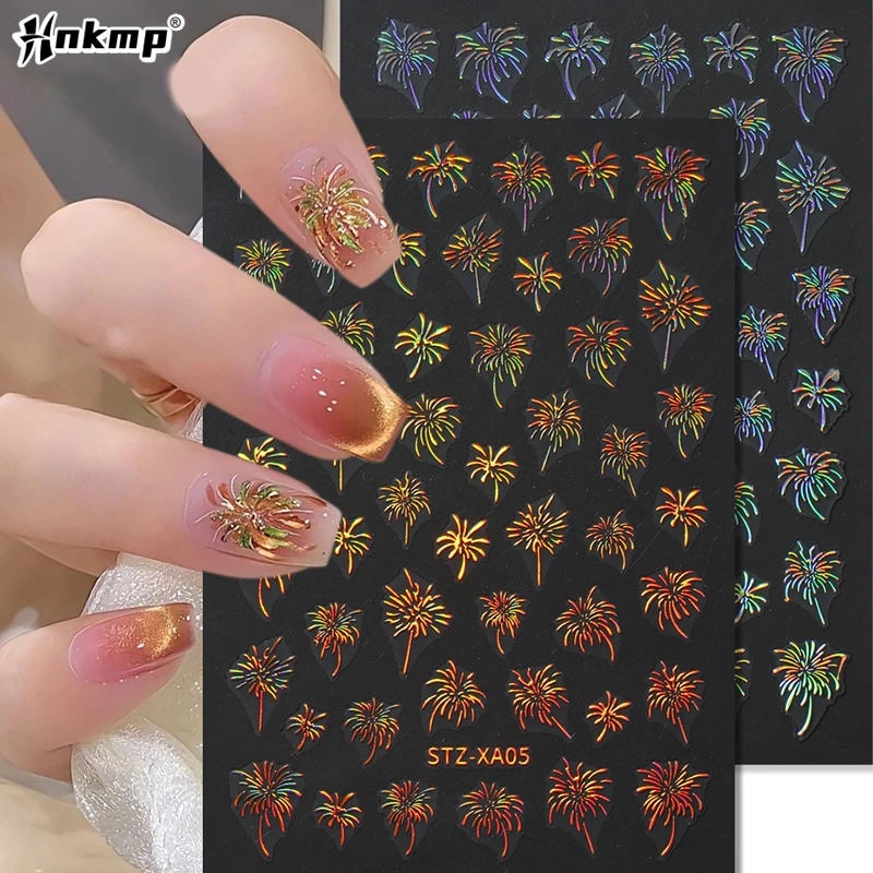 1Pcs Nail Fireworks Stickers Flash Multicolour Decoration Stereoscopic Self-Adhesive Nail Salon Nail Accessories DIY