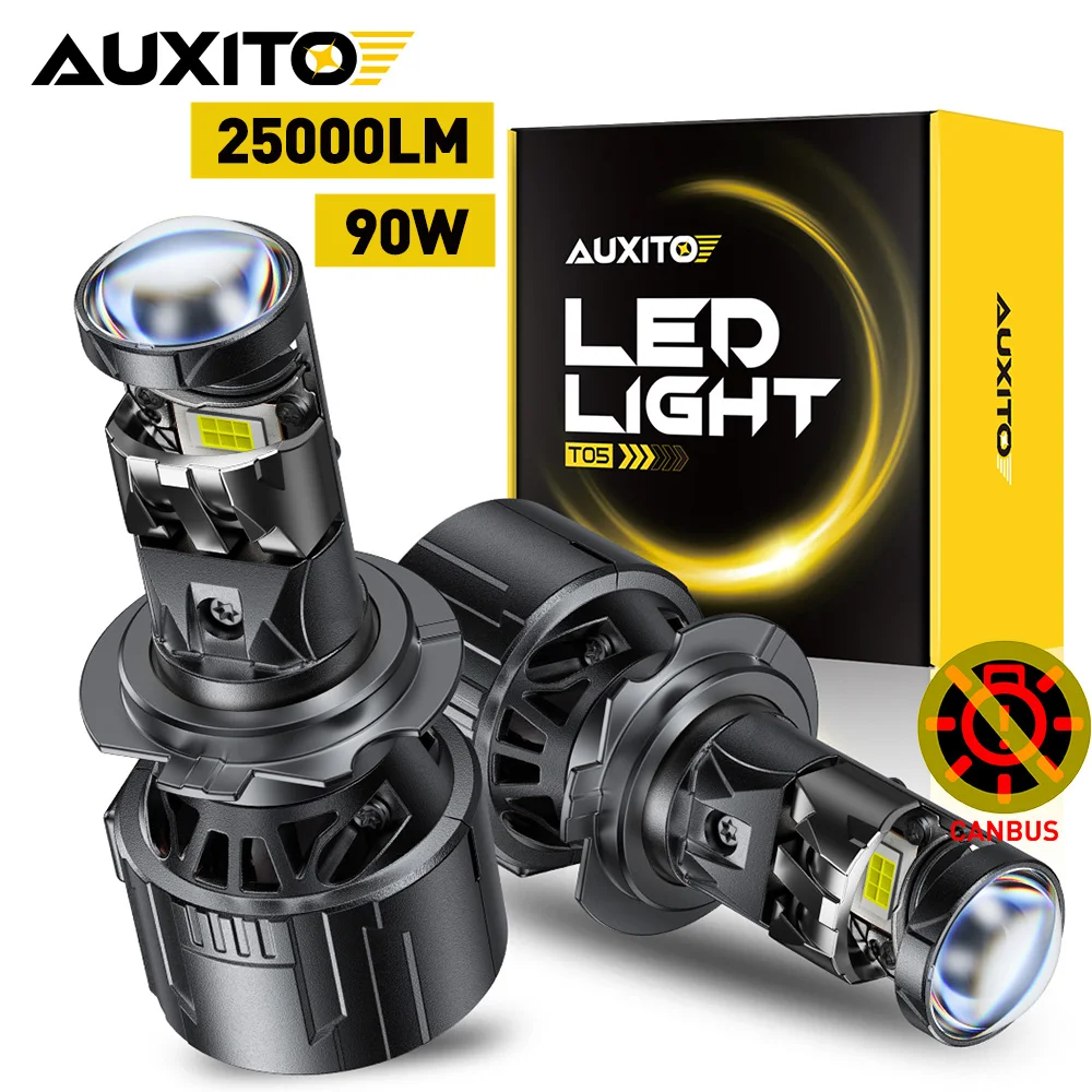 AUXITO 2Pcs 25000LM H7 H4 Lenses LED Lamp Canbus Headlights Left-Hand Right-Hand Drive H7 Projector Lens Headlamp For Car Moto